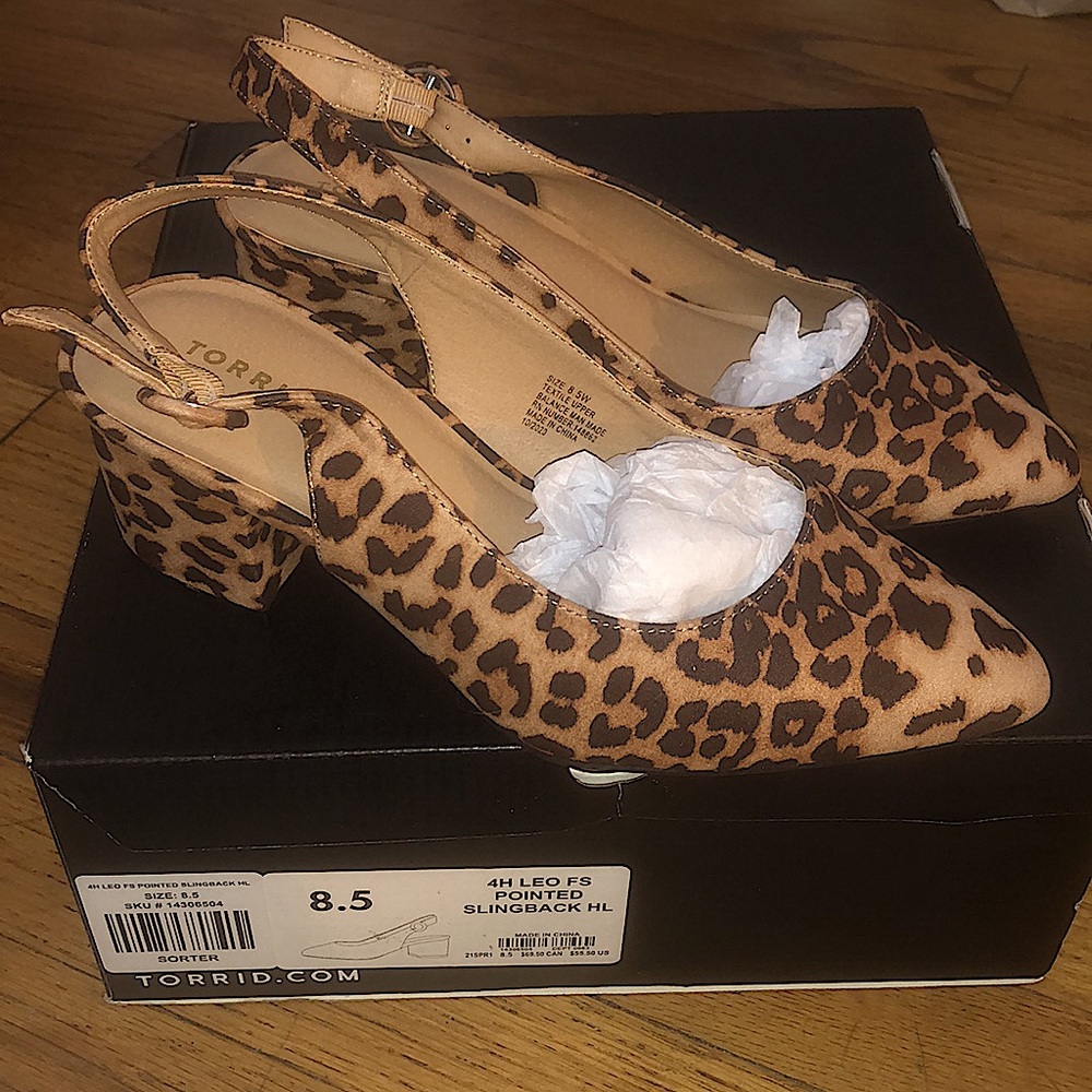 NWT NIB torrid leopard print sling back heels